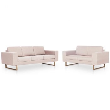 2-dijelni set sofa od tkanine krem