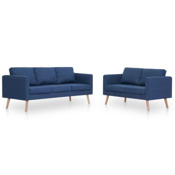 2-dijelni set sofa od tkanine plavi