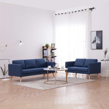 2-dijelni set sofa od tkanine plavi