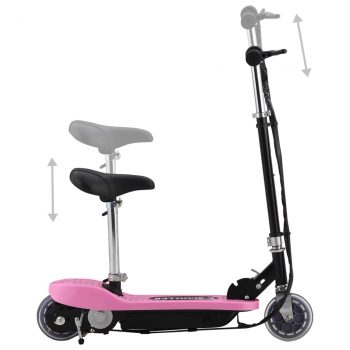 Električni skuter sa sjedalom 120 W ružičasti