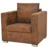 Fotelja od umjetne brušene kože smeđa