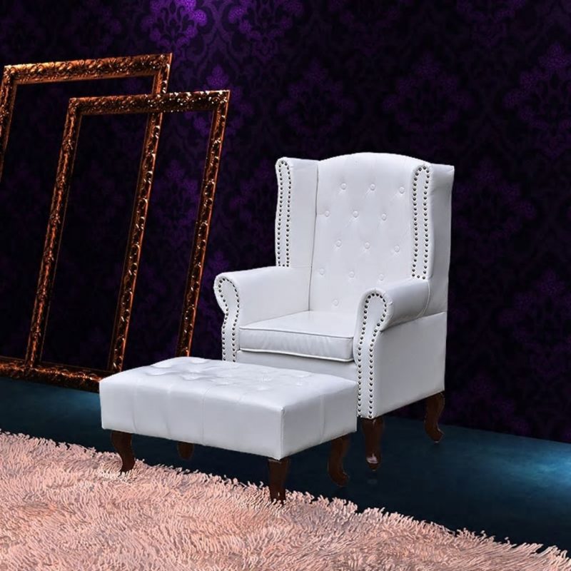 Fotelja stolica sa bijelim otomanom