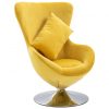Okretna jajolika stolica s jastukom žuta baršunasta
