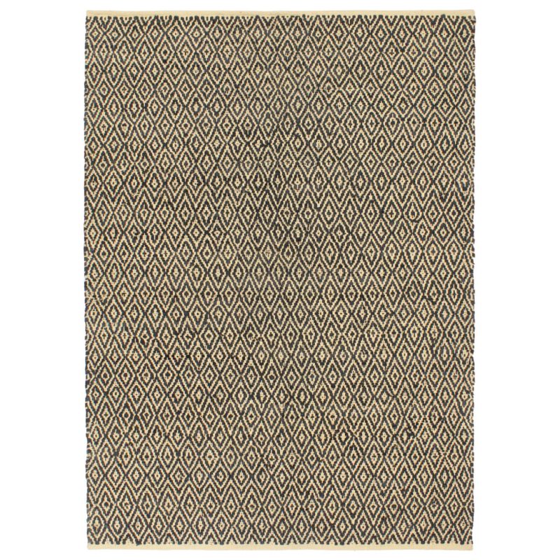 Ručno tkani tepih Chindi od kože i pamuka 120 x 170 cm crni