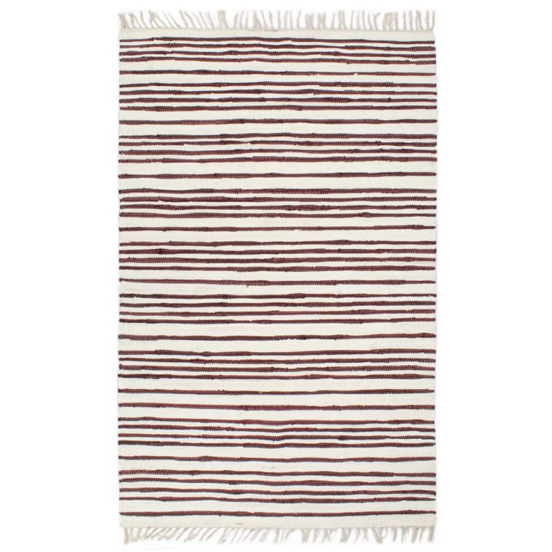 Ručno tkani tepih Chindi od pamuka 120 x 170 cm bordo-bijeli