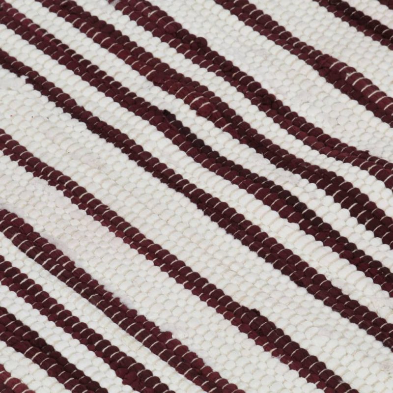 Ručno tkani tepih Chindi od pamuka 120 x 170 cm bordo-bijeli