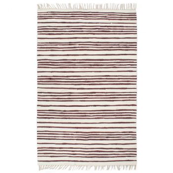 Ručno tkani tepih Chindi od pamuka 200 x 290 cm bordo-bijeli