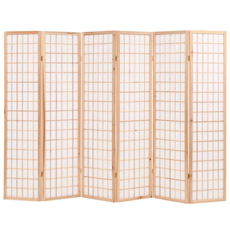 Sklopiva sobna pregrada sa 6 panela u japanskom stilu 240x170 cm prirodna