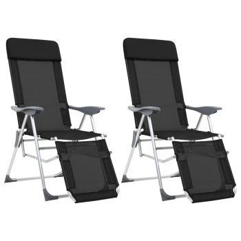 Sklopive stolice za kampiranje 2 kom crne aluminijske