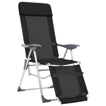 Sklopive stolice za kampiranje 2 kom crne aluminijske