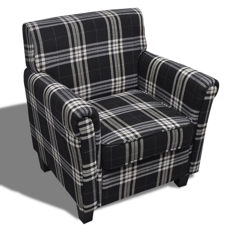 Sofa fotelja od tkanine s jastukom crna