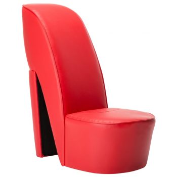 Stolica u obliku visoke pete od umjetne kože crvena