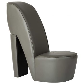 Stolica u obliku visoke pete od umjetne kože siva