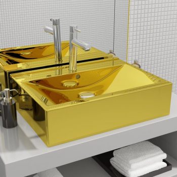 Umivaonik sa zaštitom od prelijevanja 60x46x16 cm keramički zlatni
