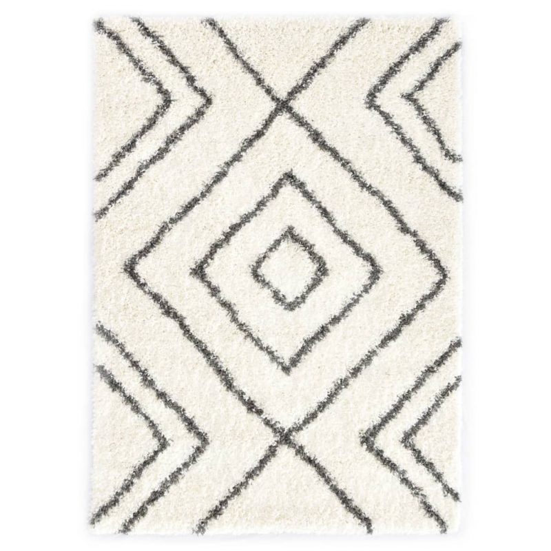 Čupavi berberski tepih PP bež i sivi 120 x 170 cm
