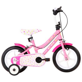 Dječji bicikl 12 inča bijelo-ružičasti