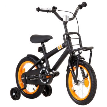Dječji bicikl s prednjim nosačem 14 inča crno-narančasti