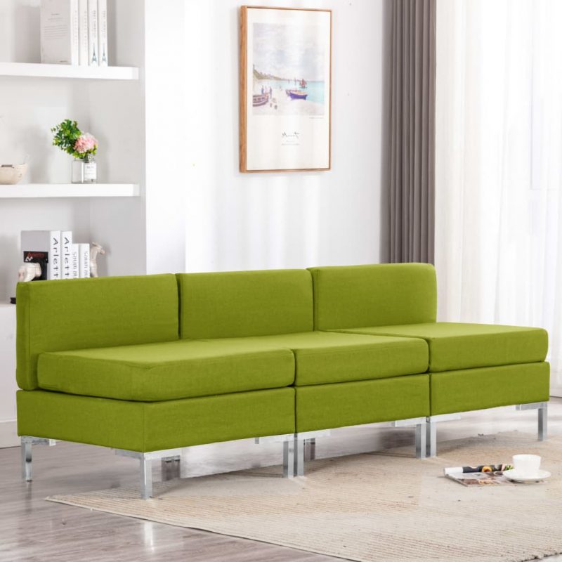 Modularne srednje sofe s jastucima 3 kom od tkanine zelene