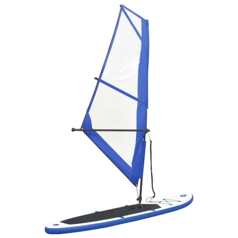 Daska za veslanje stojeći na napuhavanje s jedrom plavo-bijela