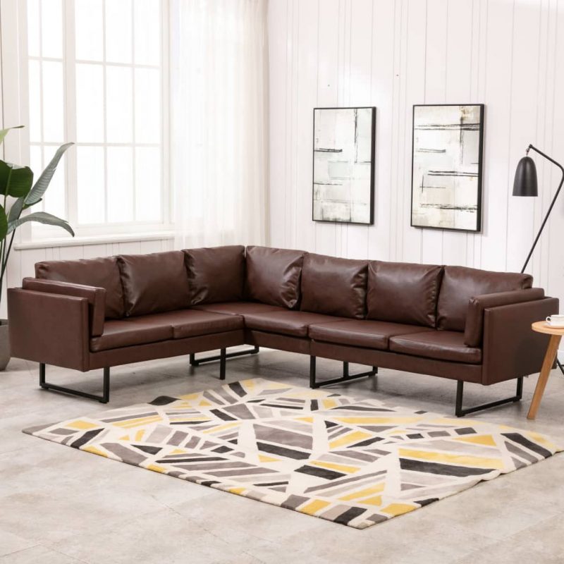Kutna sofa od umjetne kože smeđa