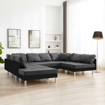 Modularna sofa od umjetne kože crna