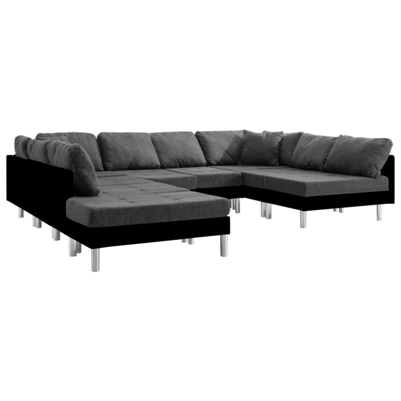 Modularna sofa od umjetne kože crna