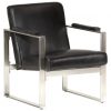 Zaobljena fotelja od prave kože 60 x 73 x 77 cm crna