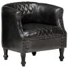 Zaobljena fotelja od prave kože 62 x 58 x 65 cm crna