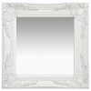 Zidno ogledalo u baroknom stilu 40 x 40 cm bijelo