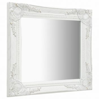 Zidno ogledalo u baroknom stilu 50 x 50 cm bijelo