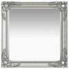 Zidno ogledalo u baroknom stilu 60 x 60 cm srebrno
