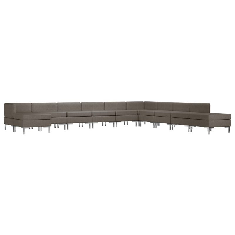 11-dijelni set sofa od tkanine smeđe-sivi