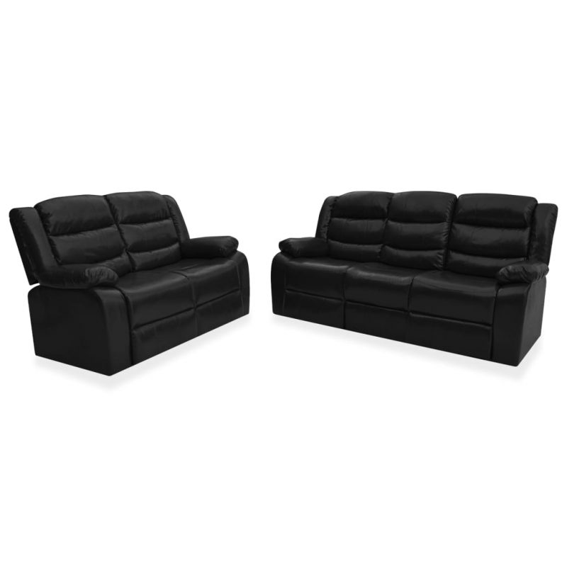 2-dijelni set sofa od umjetne kože crni