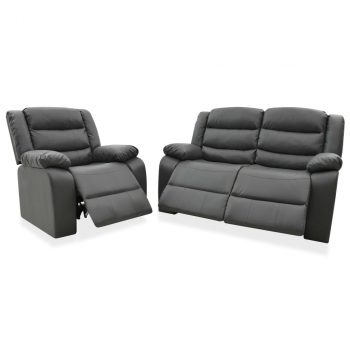 2-dijelni set sofa od umjetne kože sivi