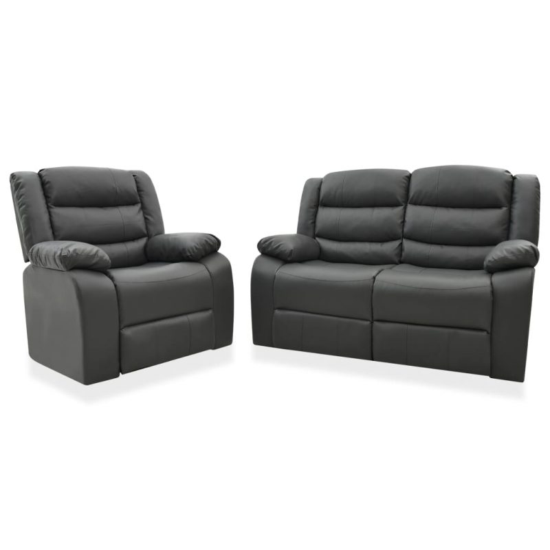 2-dijelni set sofa od umjetne kože sivi