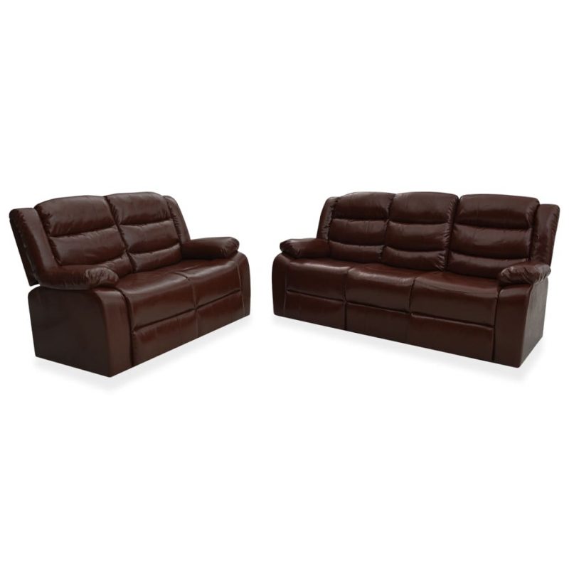 2-dijelni set sofa od umjetne kože smeđi