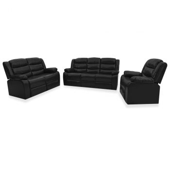 3-dijelni set sofa od umjetne kože crni