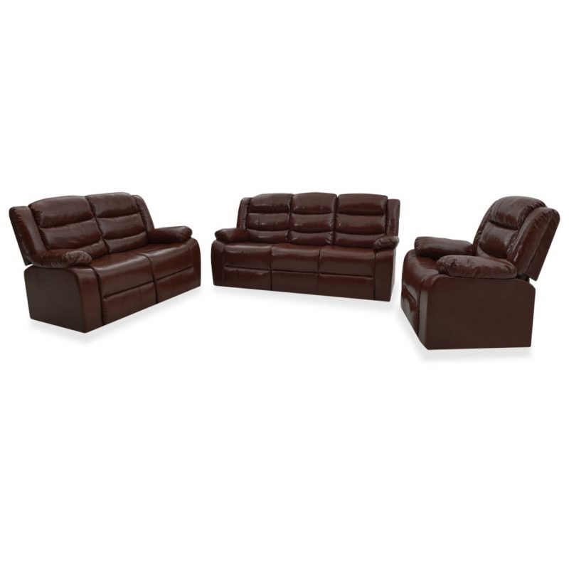 3-dijelni set sofa od umjetne kože smeđi