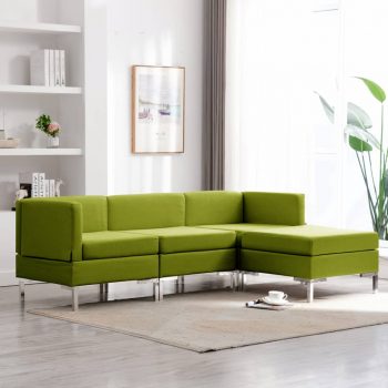 4-dijelni set sofa od tkanine zeleni