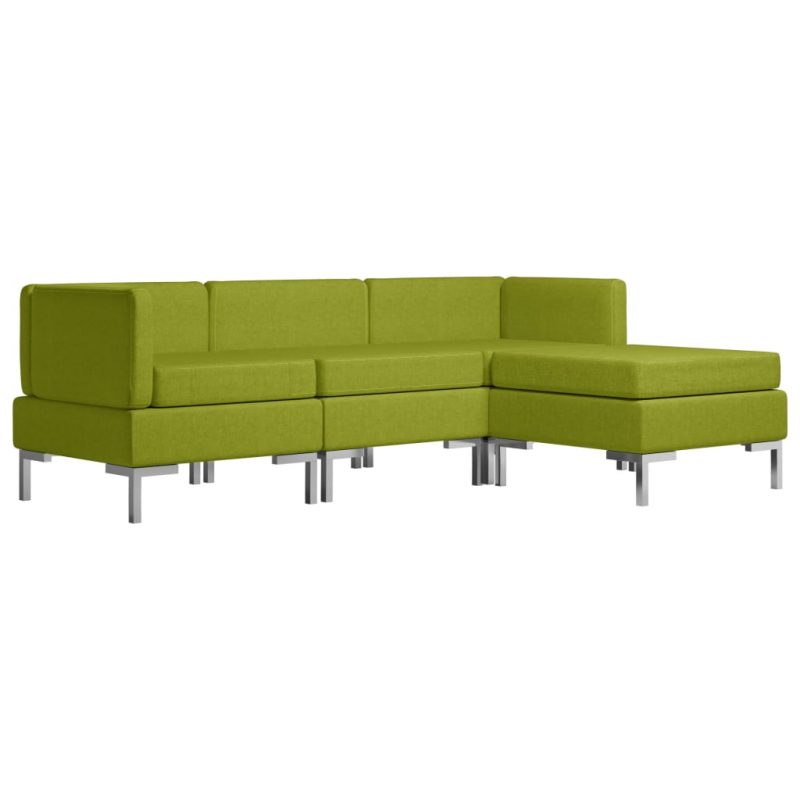 4-dijelni set sofa od tkanine zeleni