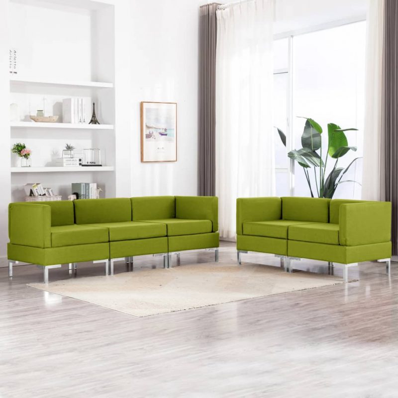 5-dijelni set sofa od tkanine zeleni
