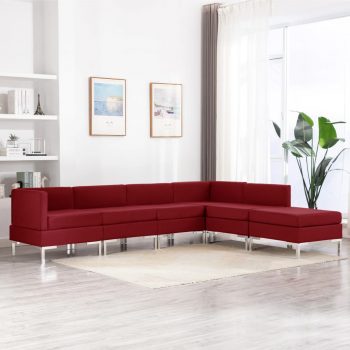 6-dijelni set sofa od tkanine crvena boja vina