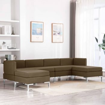 6-dijelni set sofa od tkanine smeđi