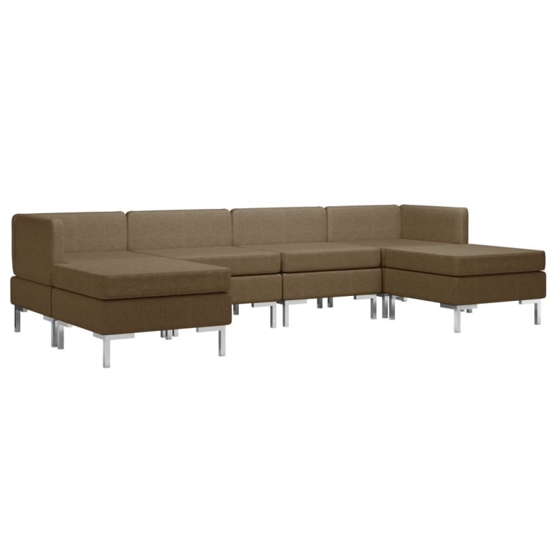 6-dijelni set sofa od tkanine smeđi
