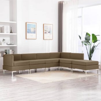 6-dijelni set sofa od tkanine smeđi