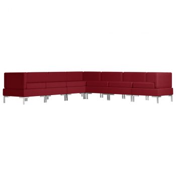 7-dijelni set sofa od tkanine crvena boja vina
