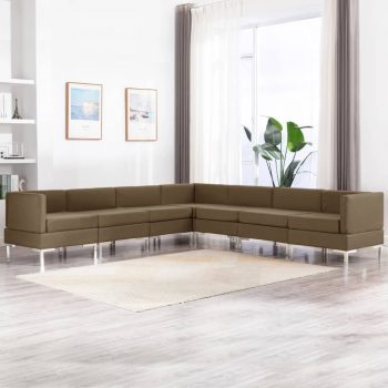 7-dijelni set sofa od tkanine smeđi