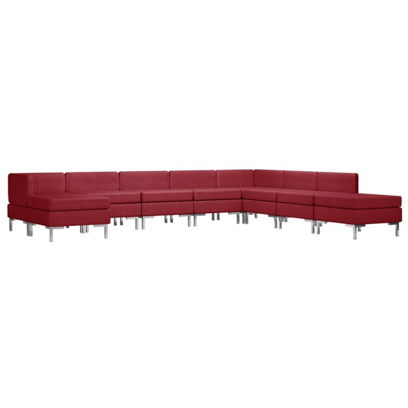 9-dijelni set sofa od tkanine crvena boja vina