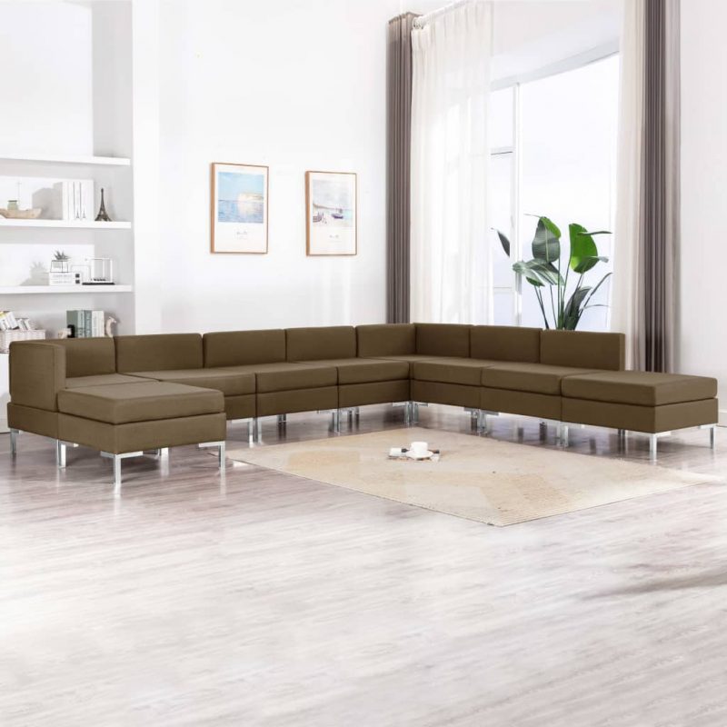 9-dijelni set sofa od tkanine smeđi