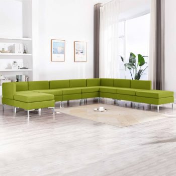 9-dijelni set sofa od tkanine zeleni